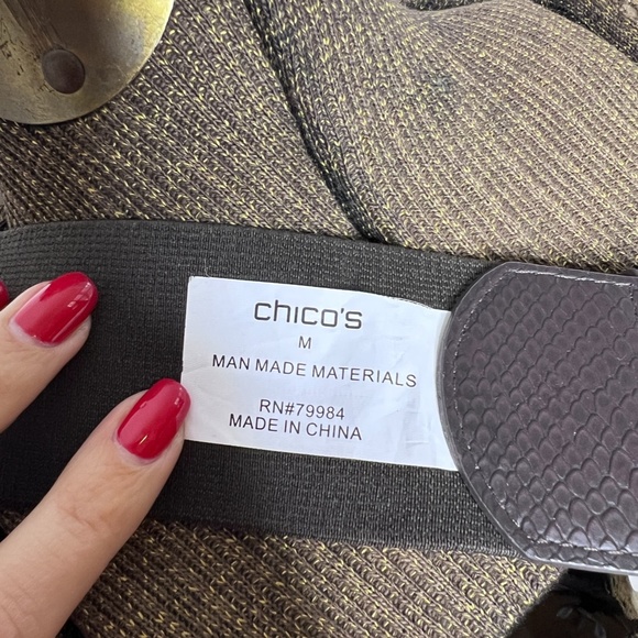 Chico's Brown Woven Belt with Elastic Size Medium - Picture 5 of 5